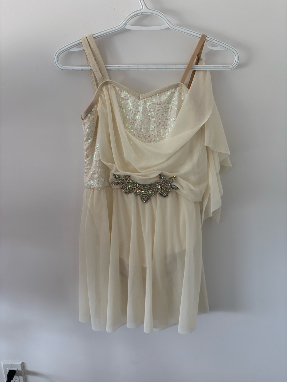 Weissman Cream Sequin Chiffon Dance Costume adult small